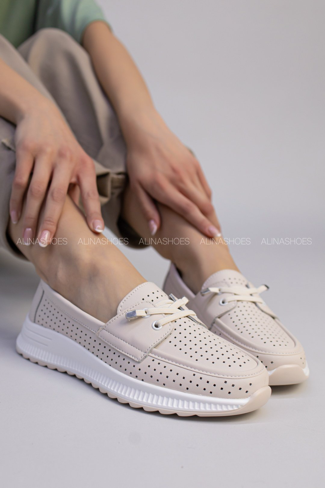 Мокасины alinashoes бежевый купить,NaN