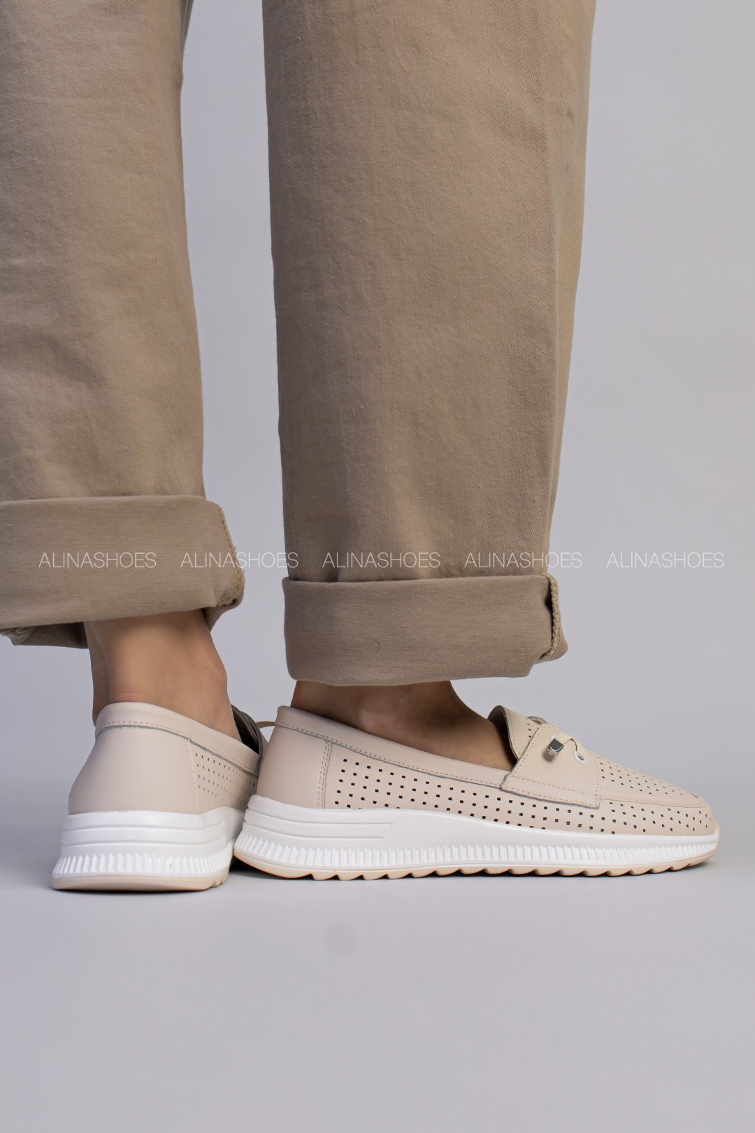 Мокасины alinashoes бежевый купить,NaN