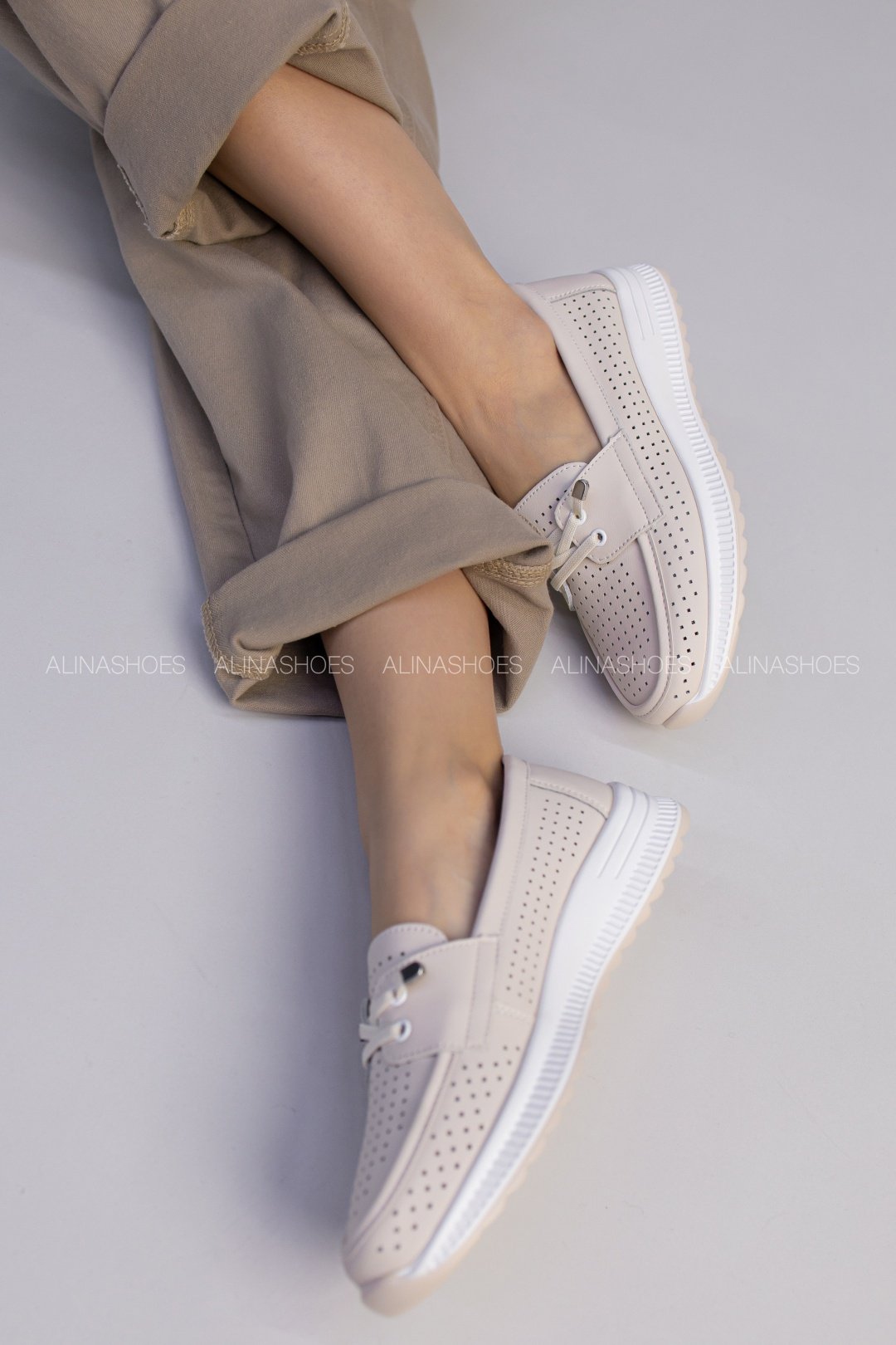 Мокасины alinashoes бежевый купить,NaN