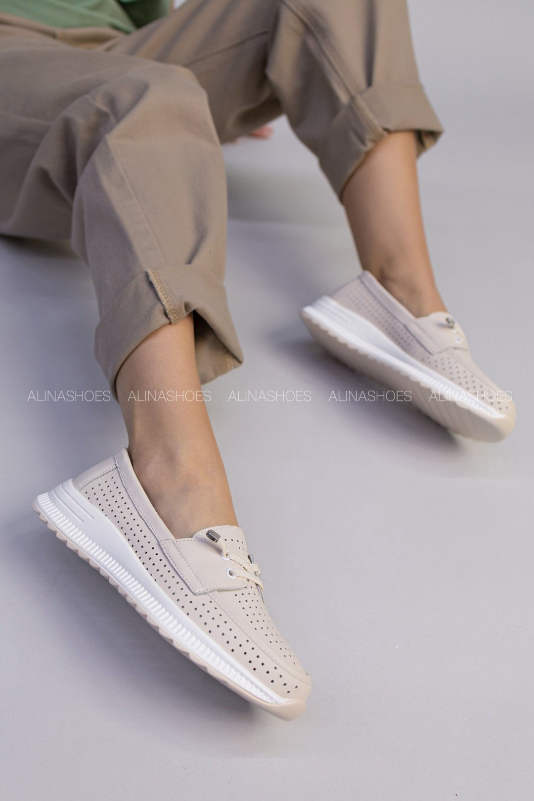 Мокасины alinashoes бежевый купить,NaN