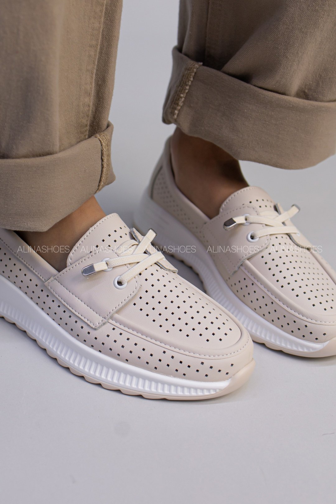 Мокасины alinashoes бежевый купить,NaN