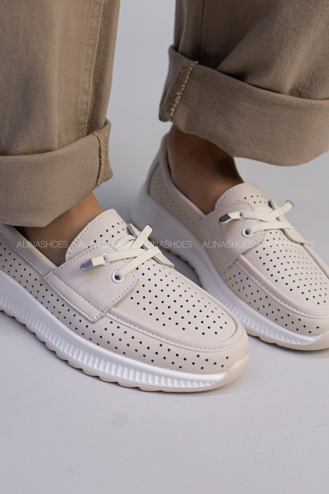 Мокасины alinashoes бежевый купить,NaN