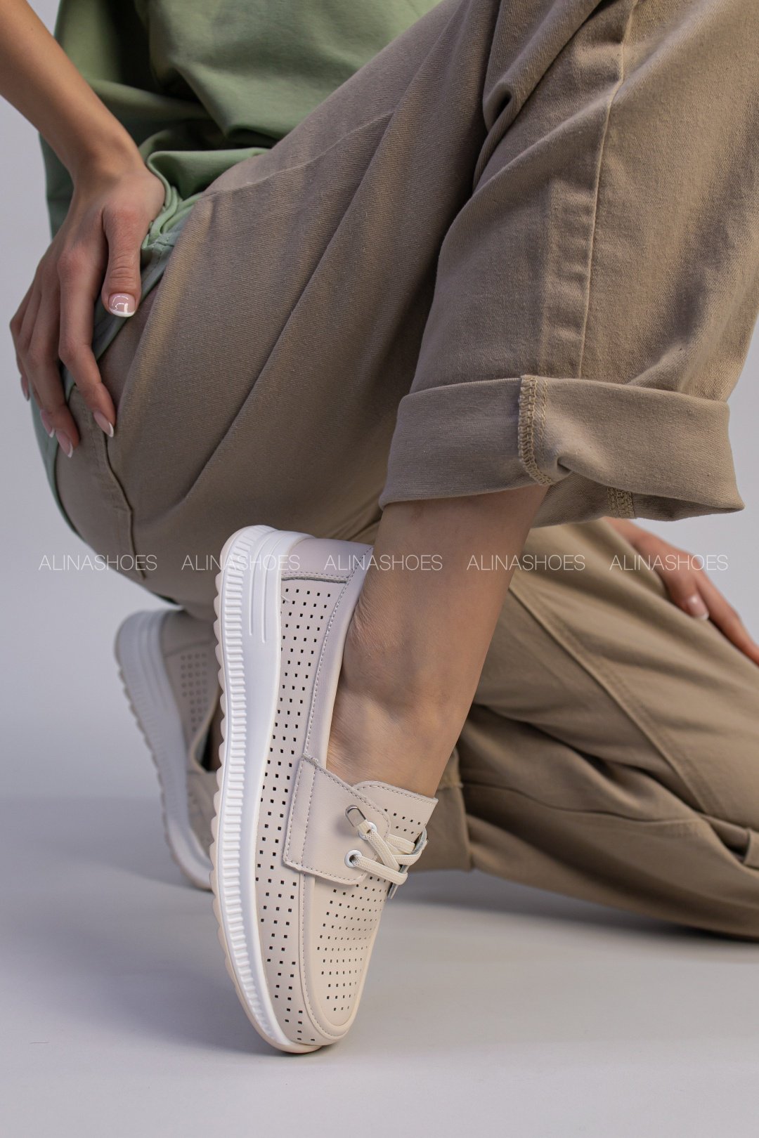 Мокасины alinashoes бежевый купить,NaN