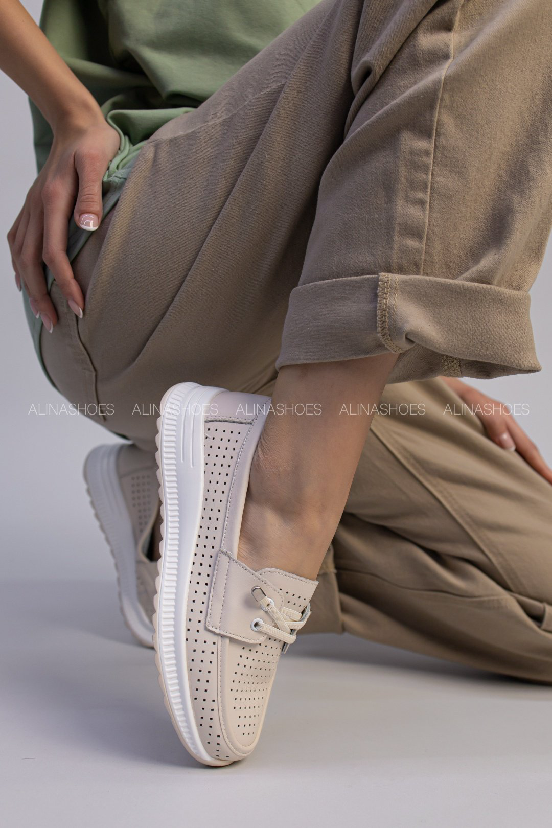 Мокасины alinashoes бежевый купить,NaN