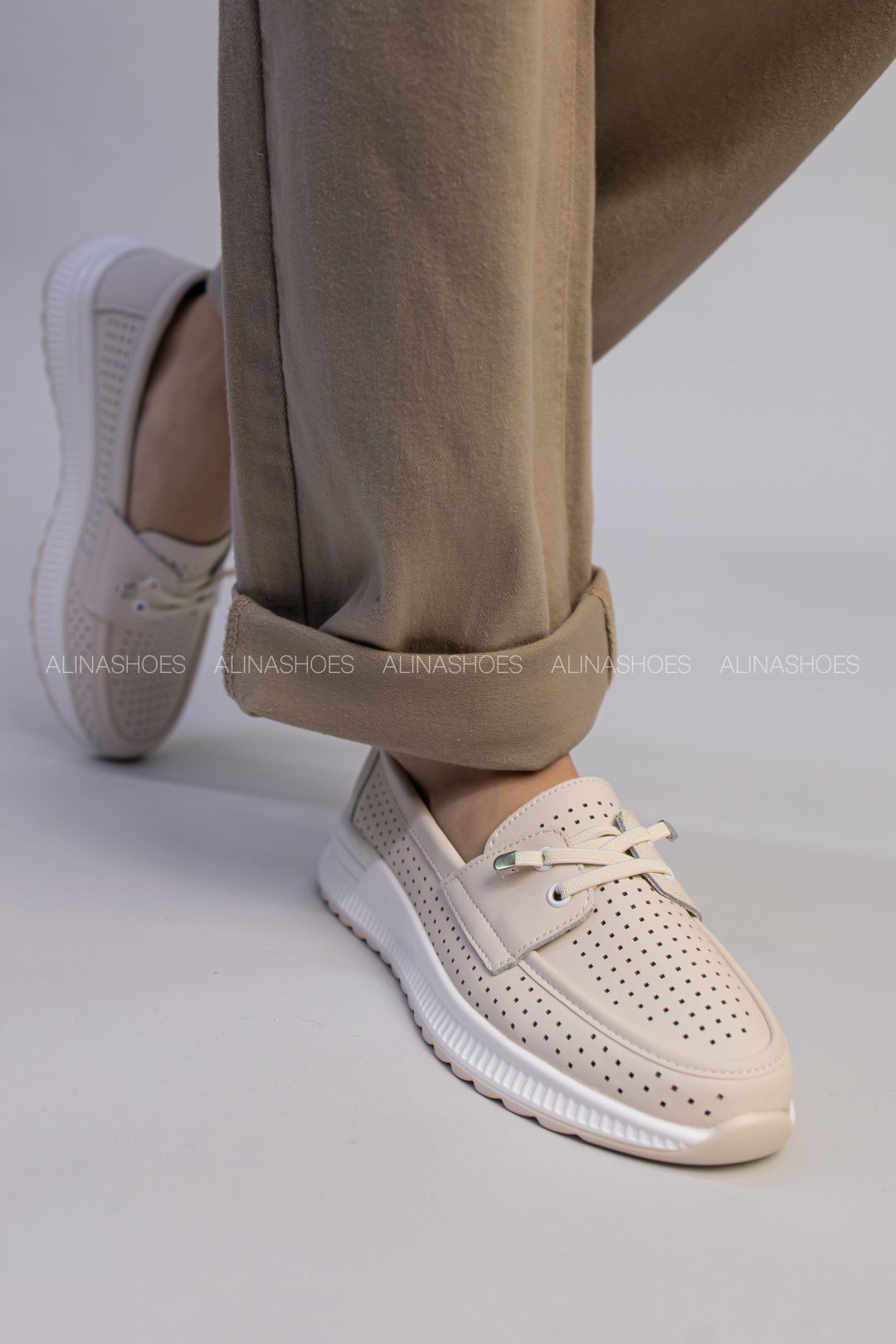 Мокасины alinashoes бежевый купить,NaN