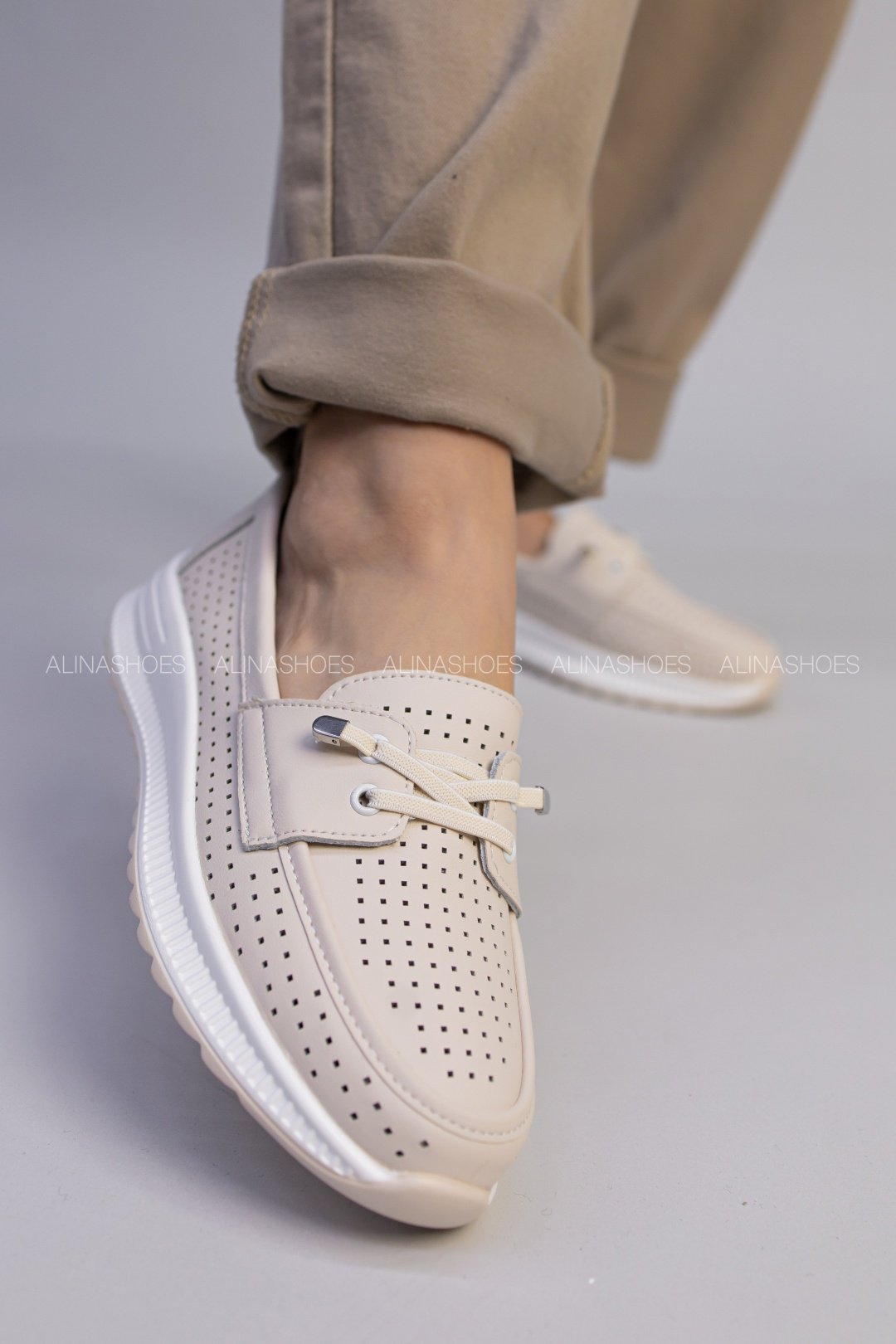 Мокасины alinashoes бежевый купить,NaN