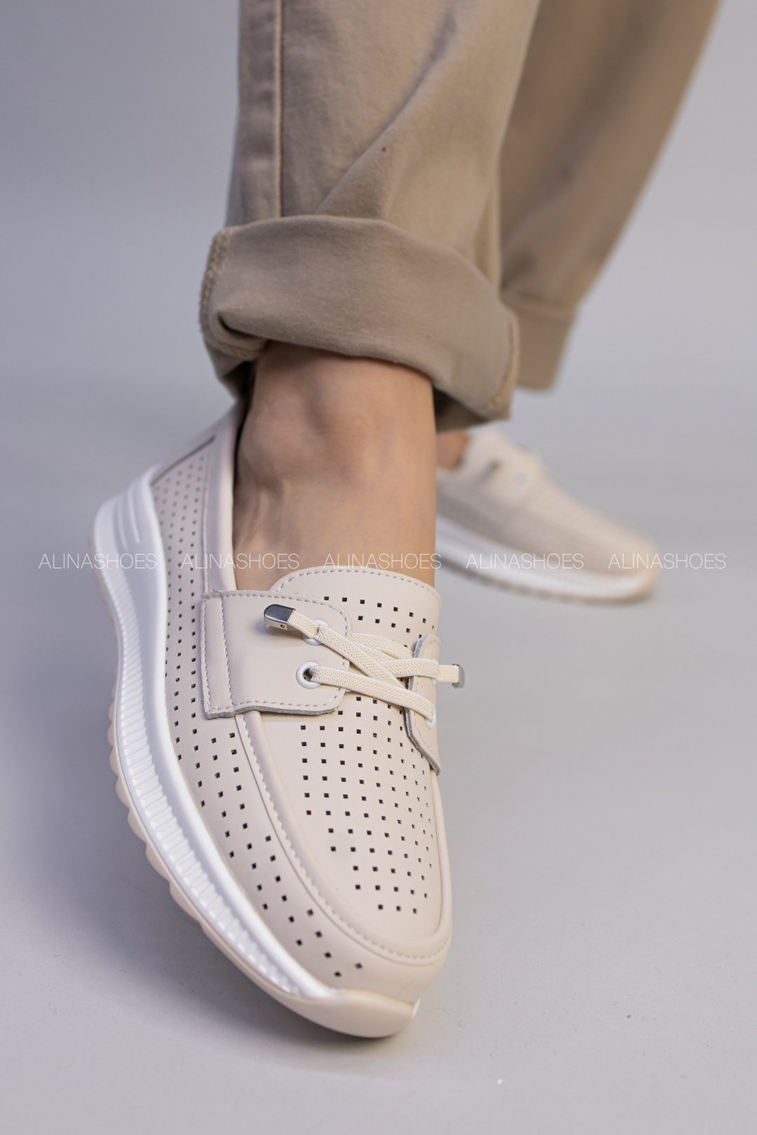 Мокасины alinashoes бежевый купить,NaN