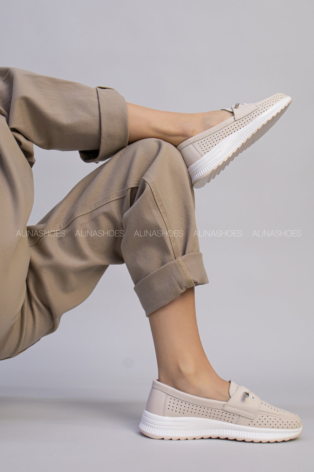 Мокасины alinashoes бежевый купить,NaN