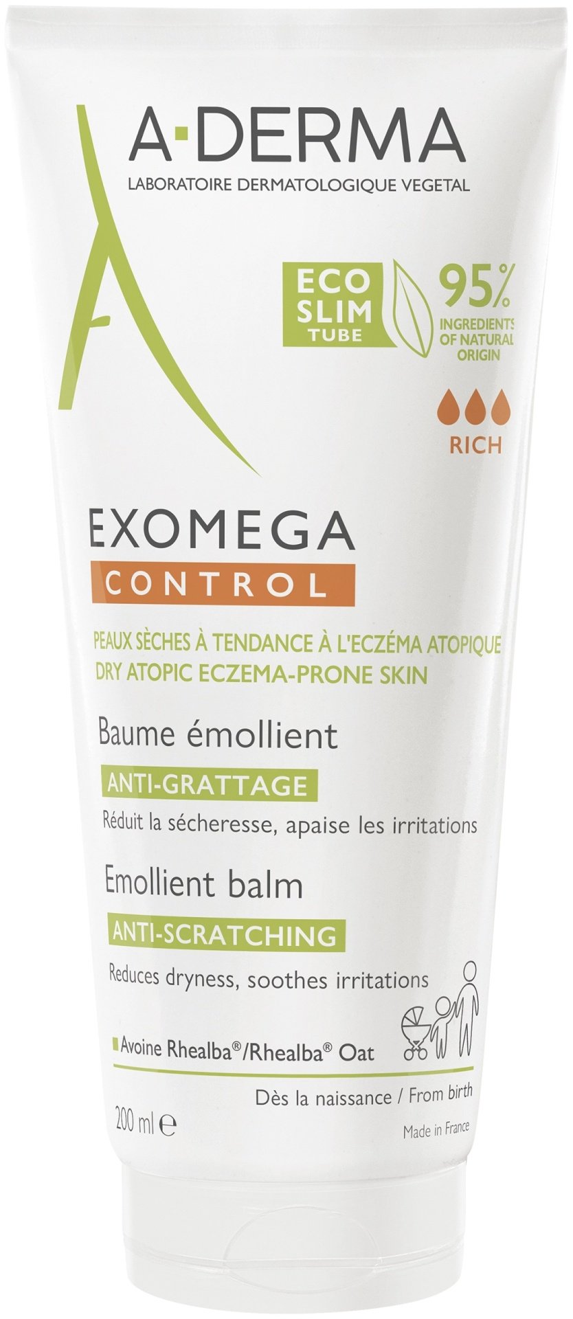 A-DERMA Exomega Control Emollient бальзам для тела 200 мл купить,NaN