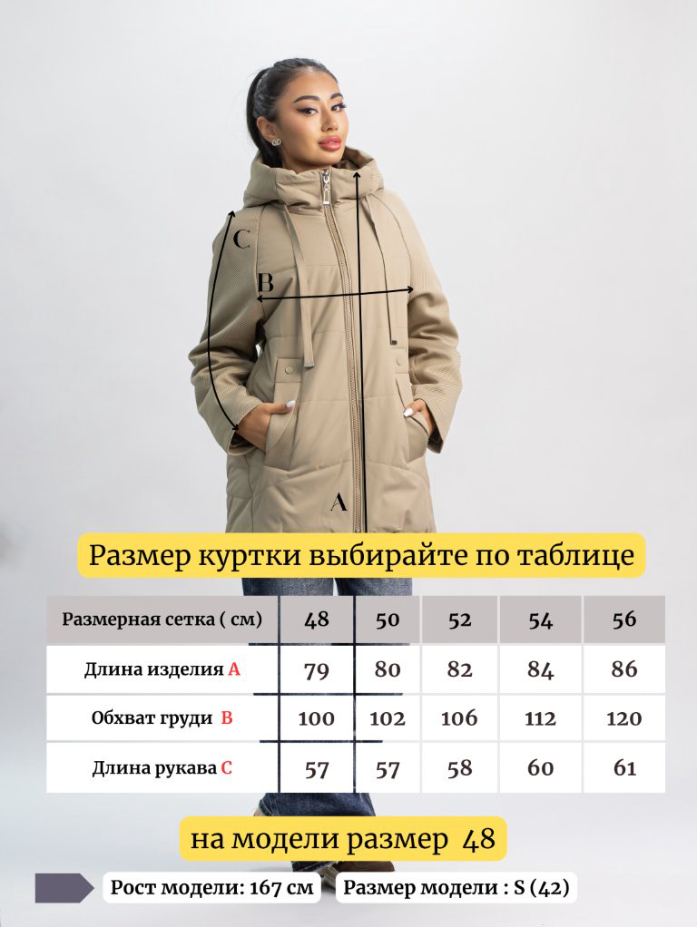 Демисезонная куртка alinashoes темно-бежевый купить,NaN