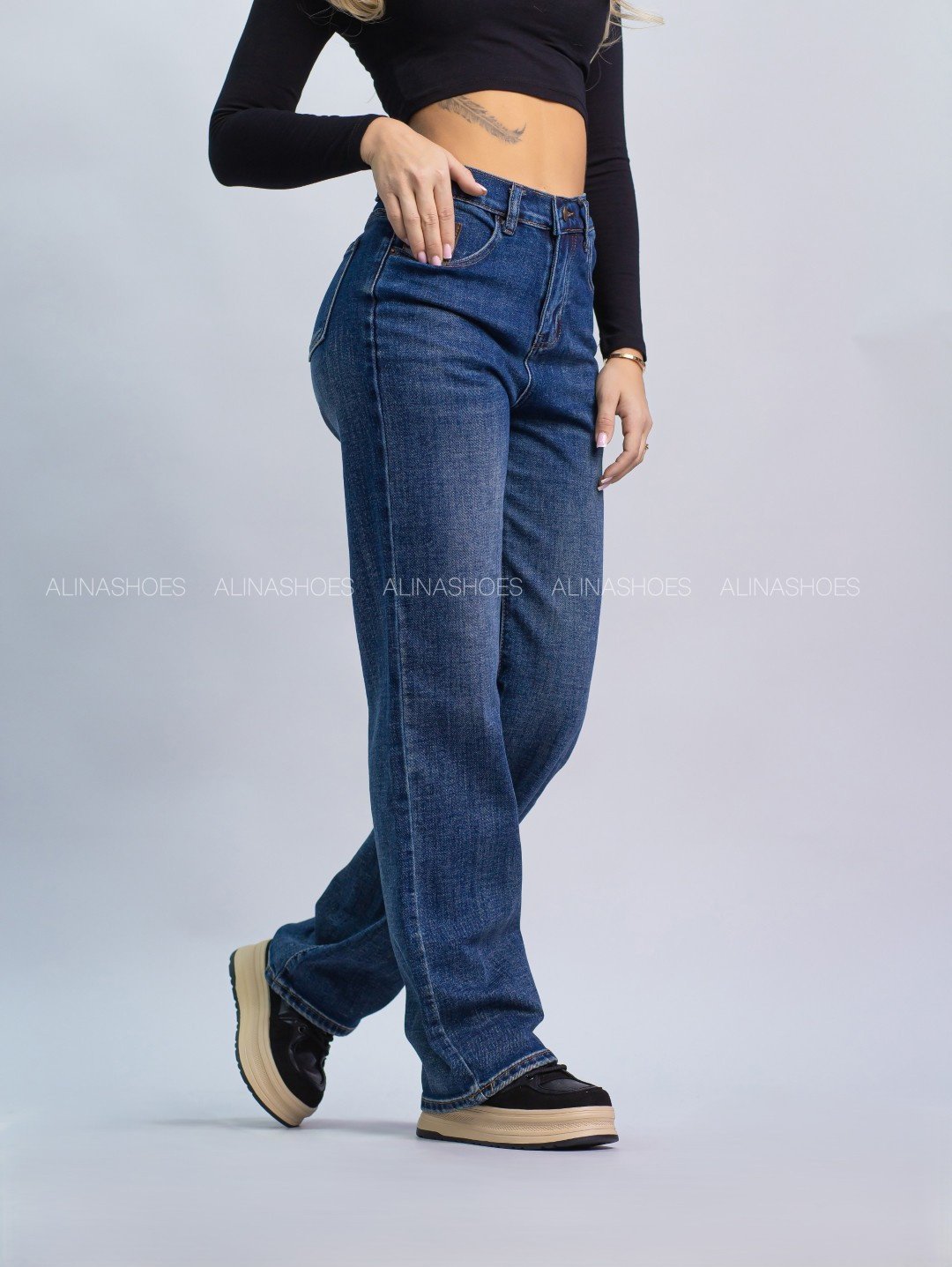 Джинсы прямые alinashoes синий купить,NaN