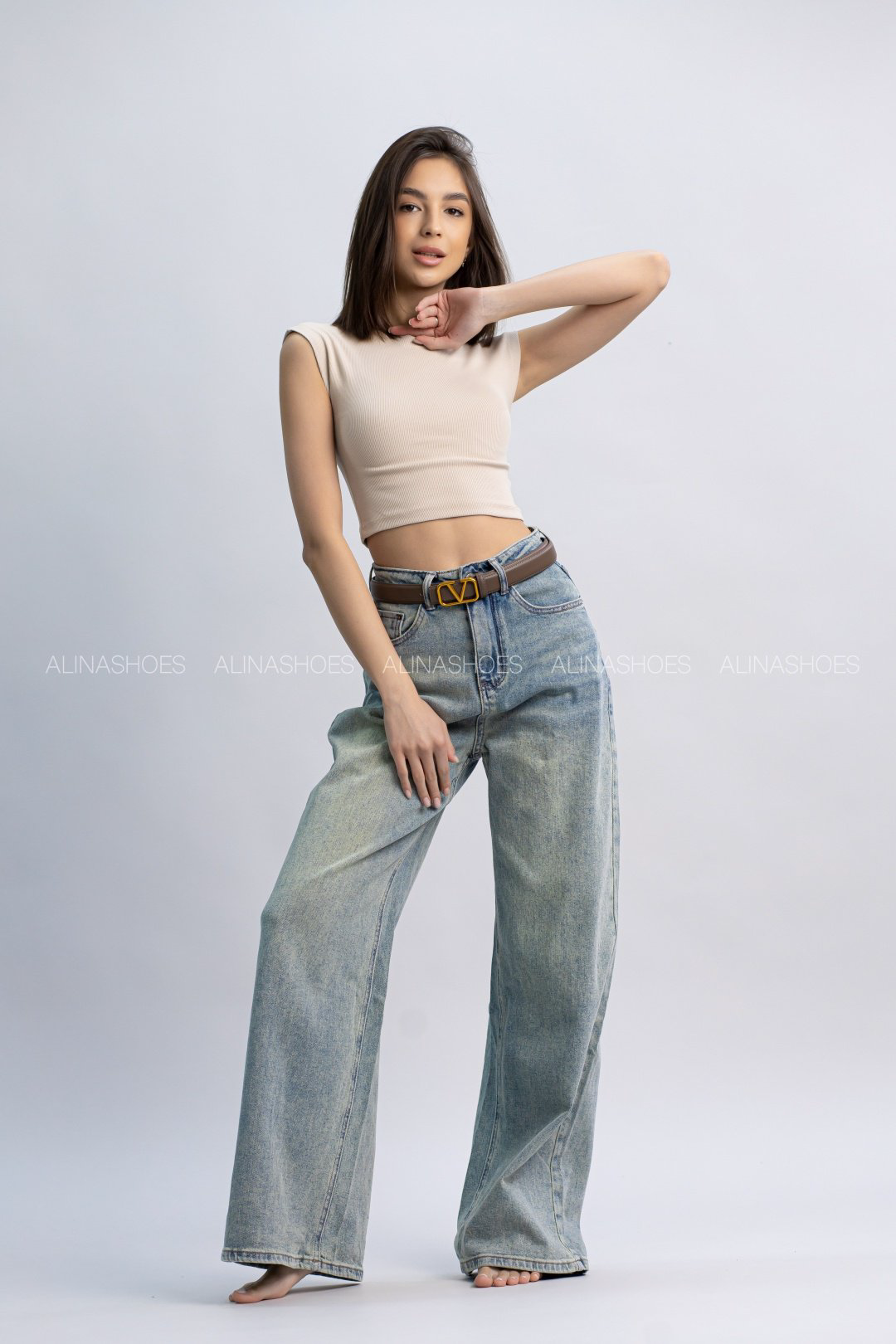 Джинсы палаццо alinashoes мультиколор купить,NaN