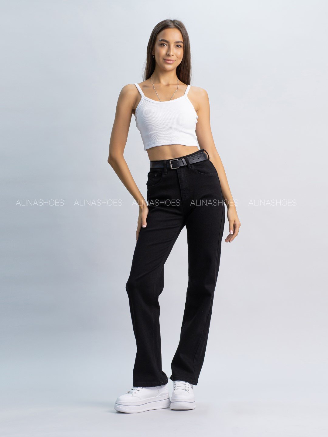 Джинсы прямые alinashoes черный купить,NaN