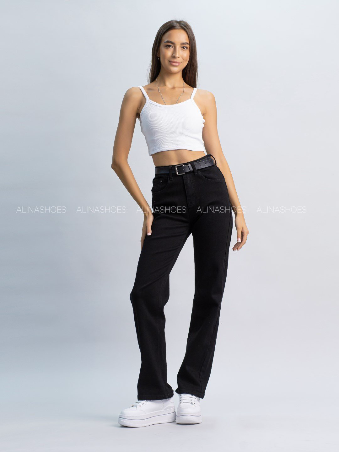 Джинсы прямые alinashoes черный купить,NaN