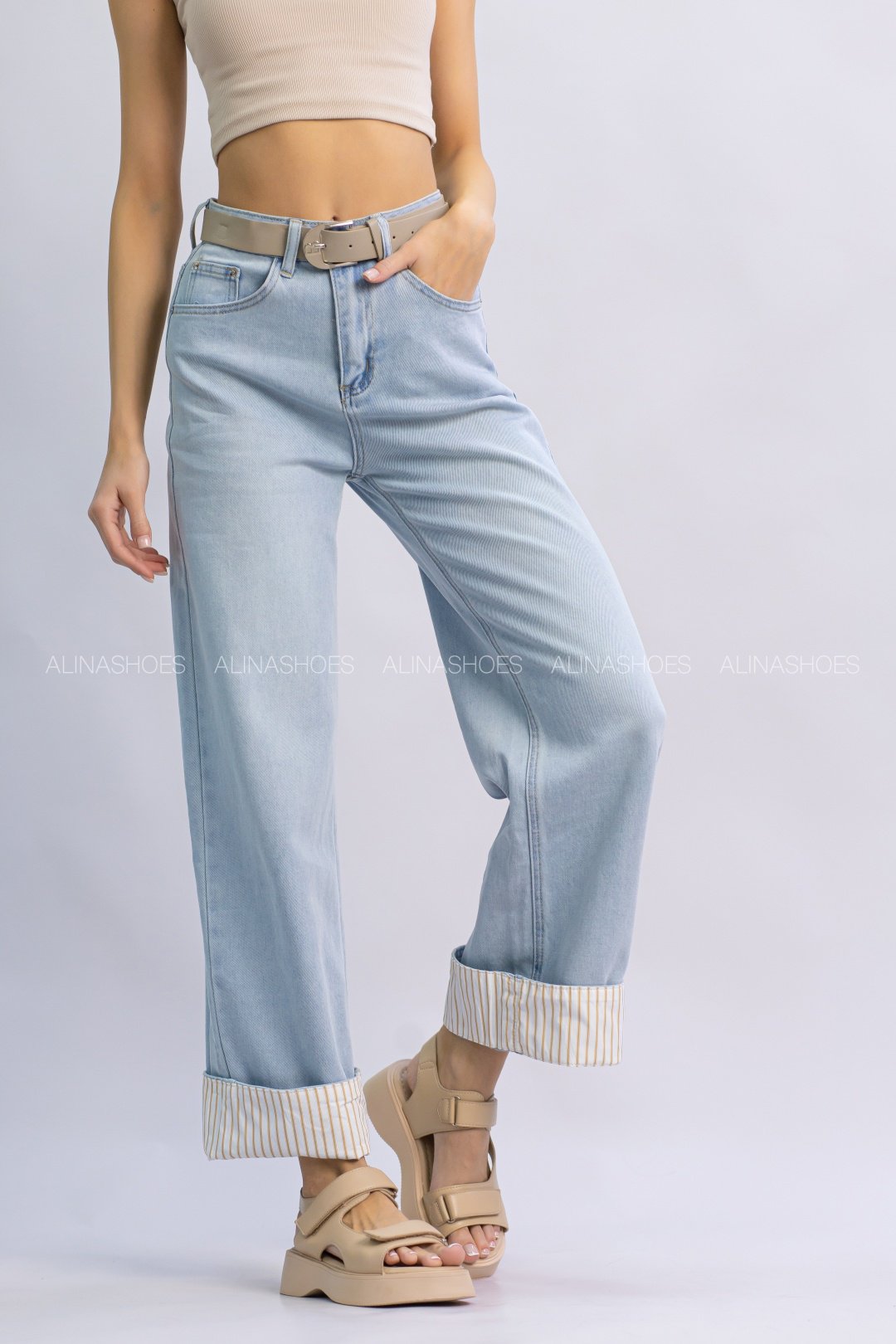 Джинсы прямые alinashoes голубой купить,NaN