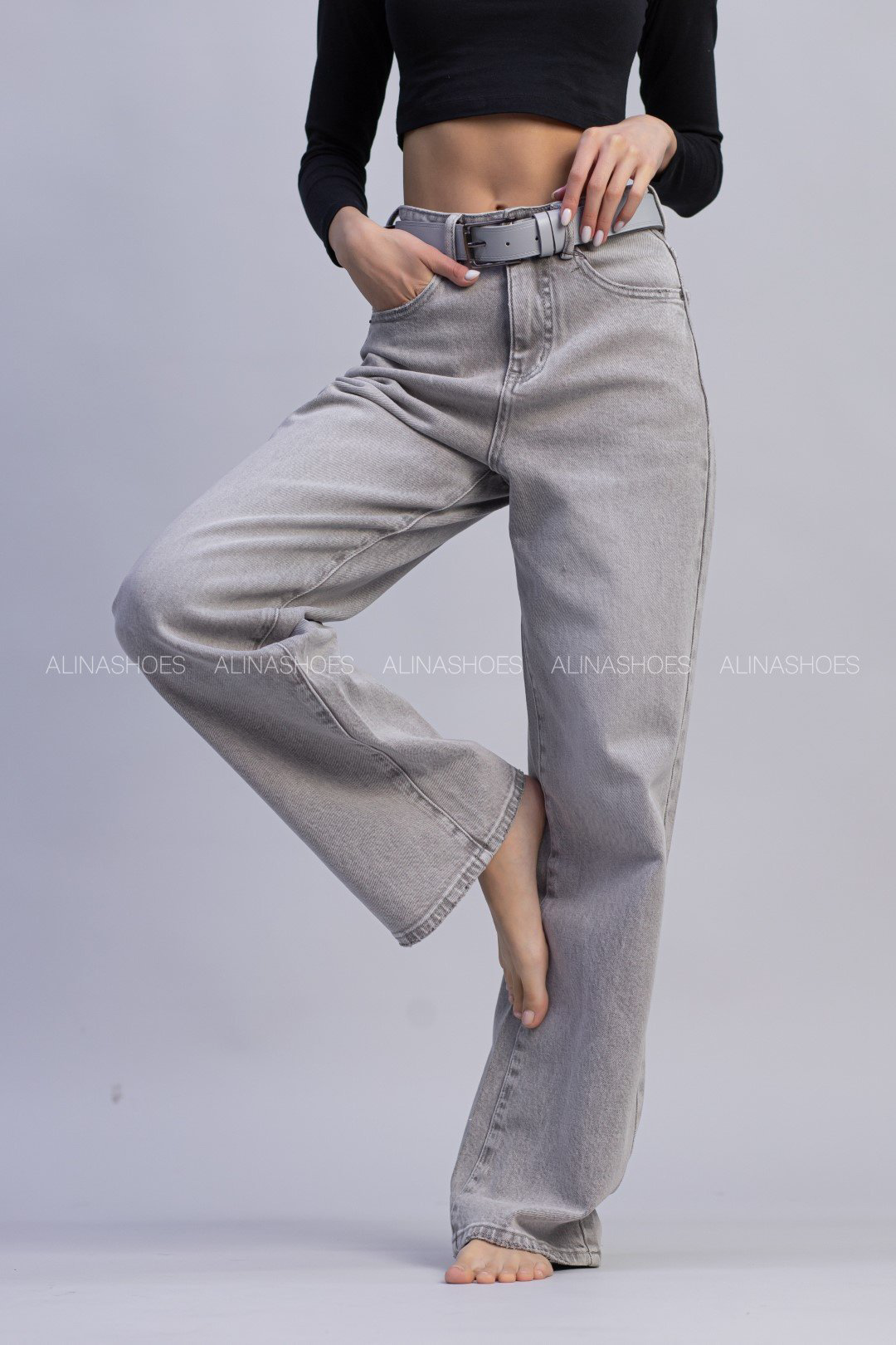 Джинсы прямые alinashoes серый купить,NaN