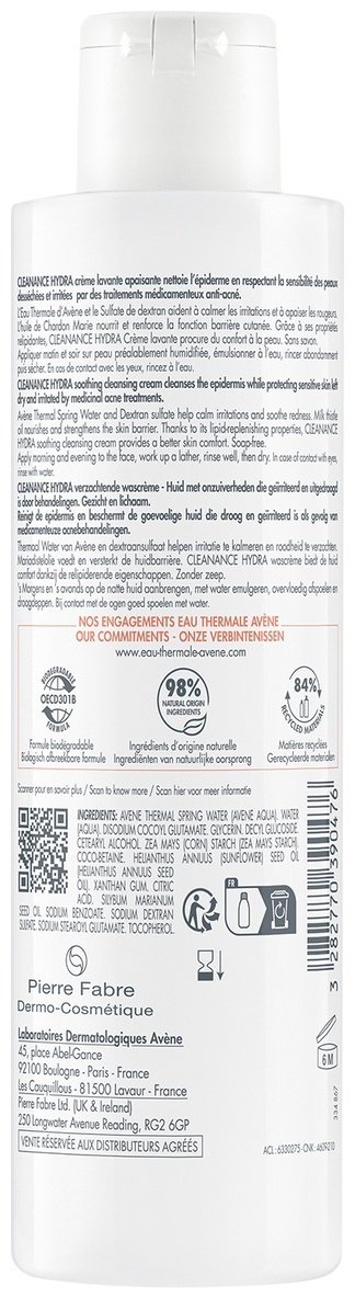 Avene крем Cleanance Hydra очищающий успокаивающий для проблемной кожи для лица 200 мл купить,NaN