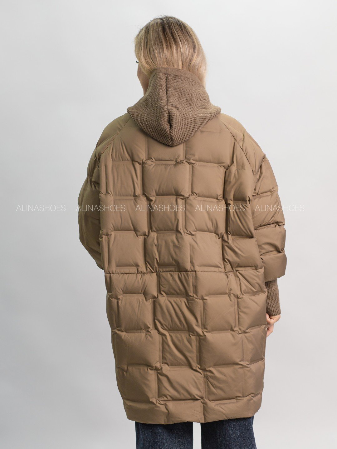 Пуховик alinashoes коричневый купить,NaN