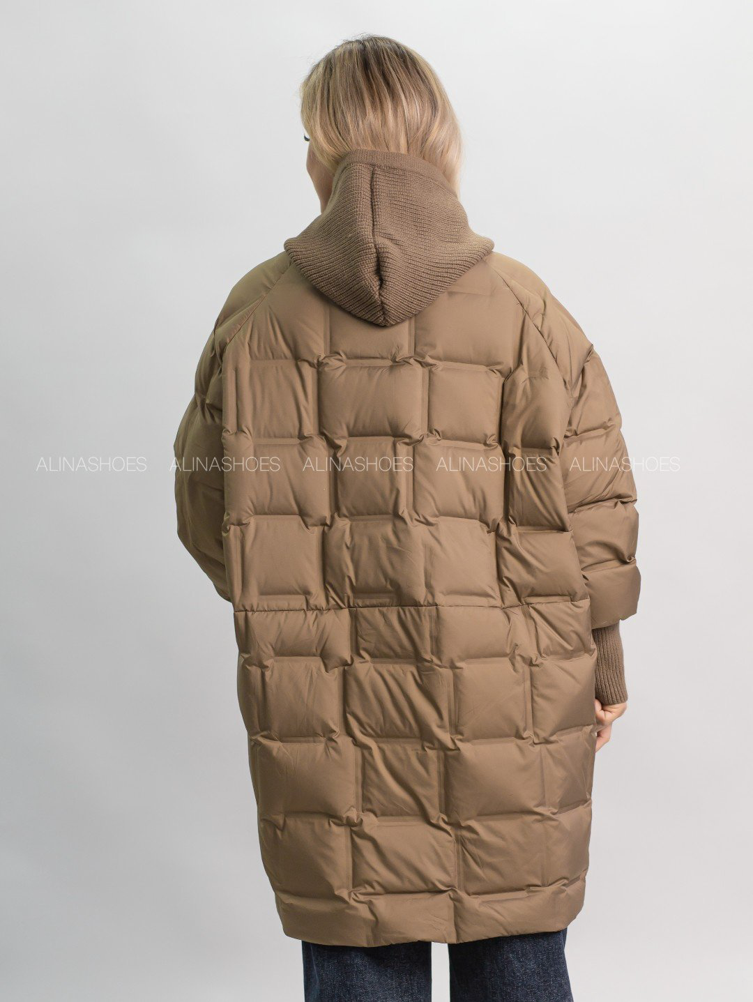 Пуховик alinashoes коричневый купить,NaN