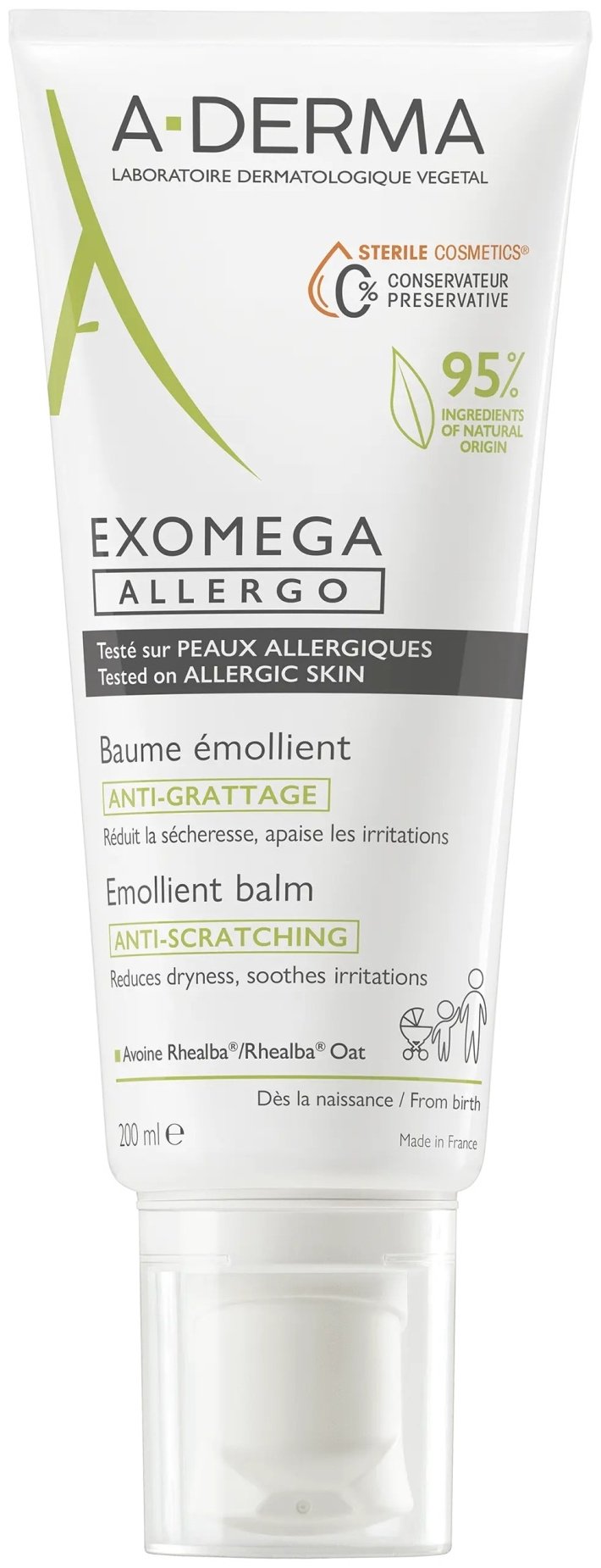 A-DERMA Exomega Allergo Смягчающий бальзам для тела 200 мл купить,NaN