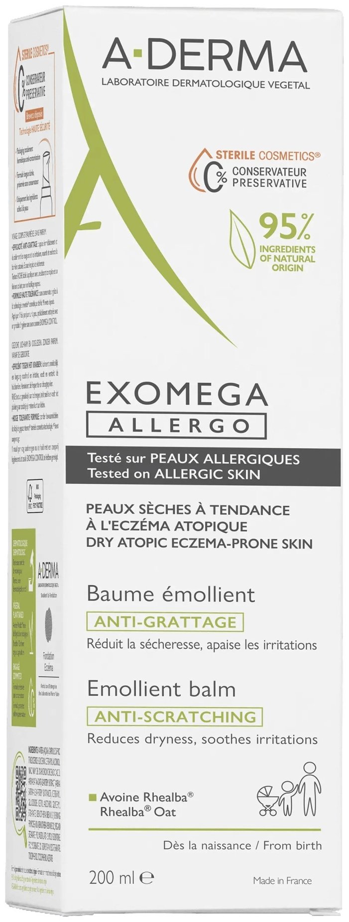 A-DERMA Exomega Allergo Смягчающий бальзам для тела 200 мл купить,NaN