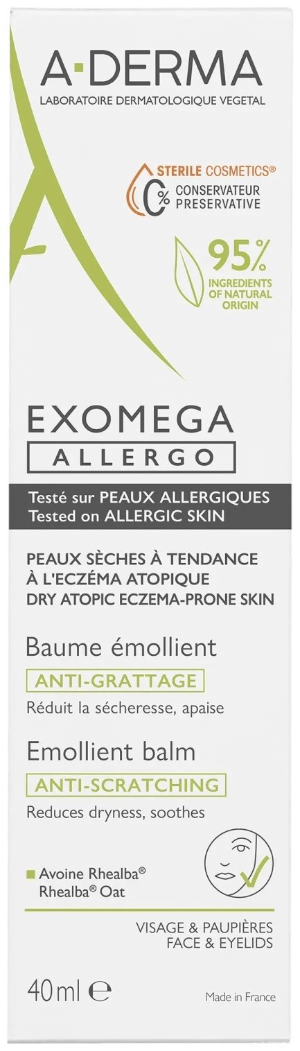 A-DERMA бальзам Exomega Allergo Смягчающий для лица 40 г купить,NaN