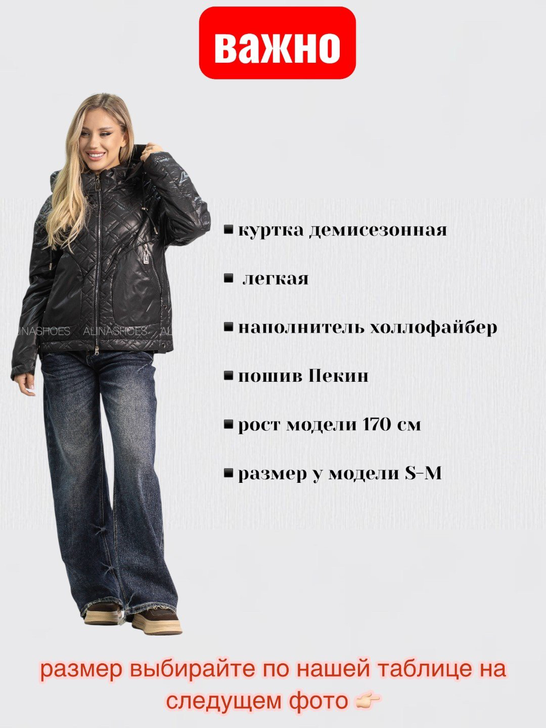 Демисезонная куртка alinashoes черный купить,NaN