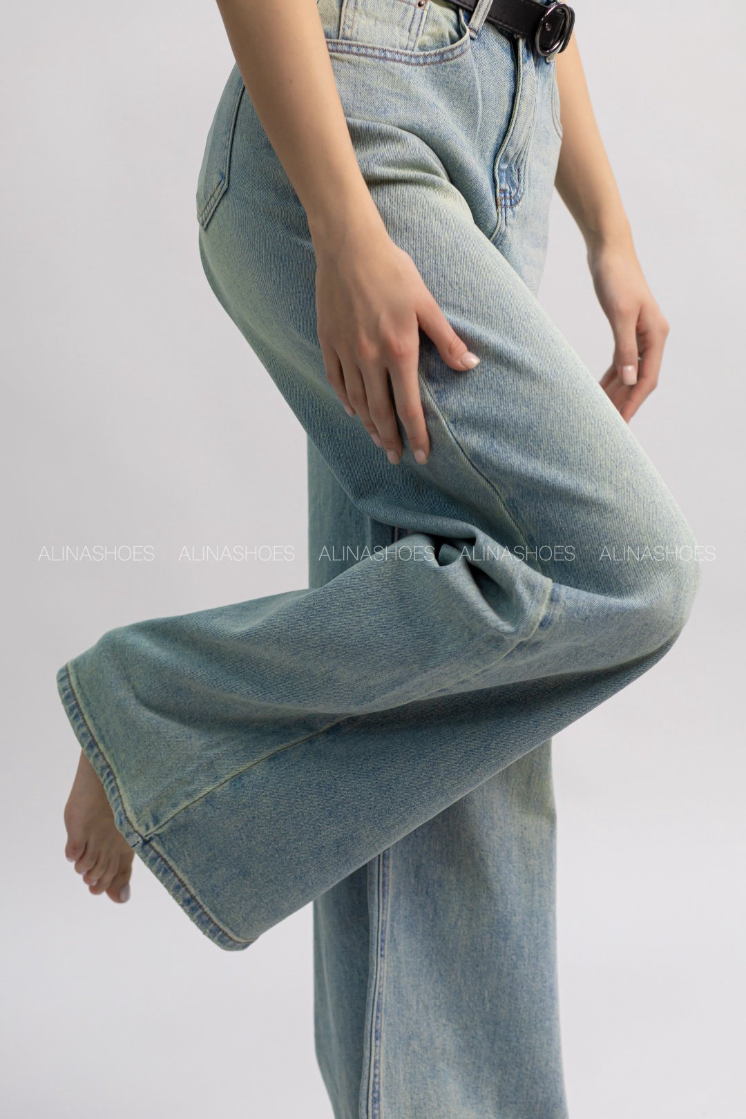 Джинсы палаццо alinashoes бирюзовый купить,NaN