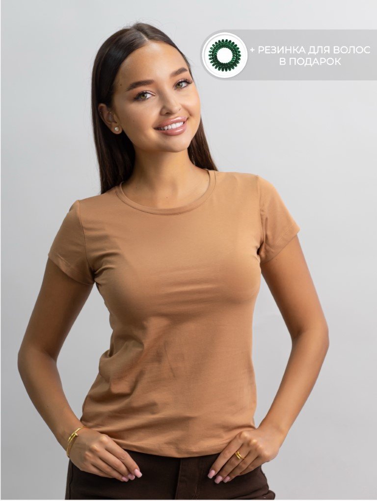 Футболка alinashoes без принта коричневая XL купить,NaN
