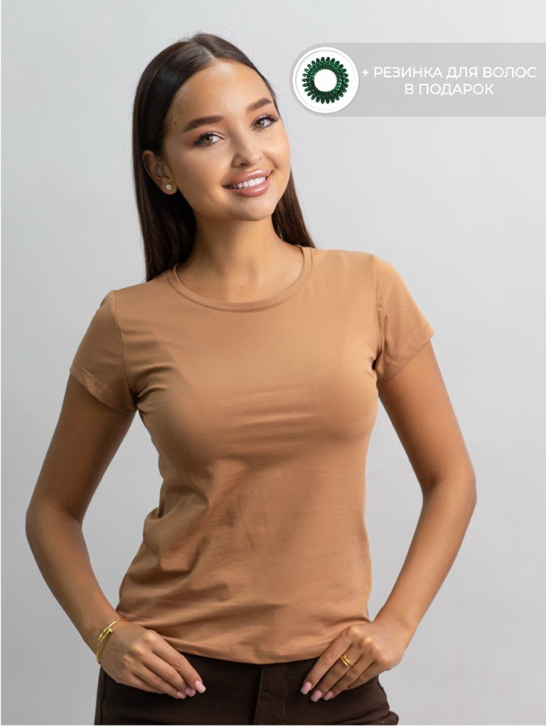 Футболка alinashoes без принта коричневая XL купить,NaN