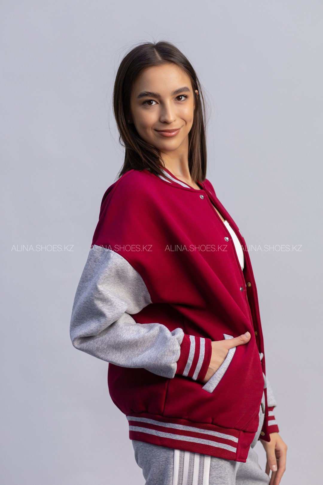 Бомбер alinashoes бордовый купить,NaN