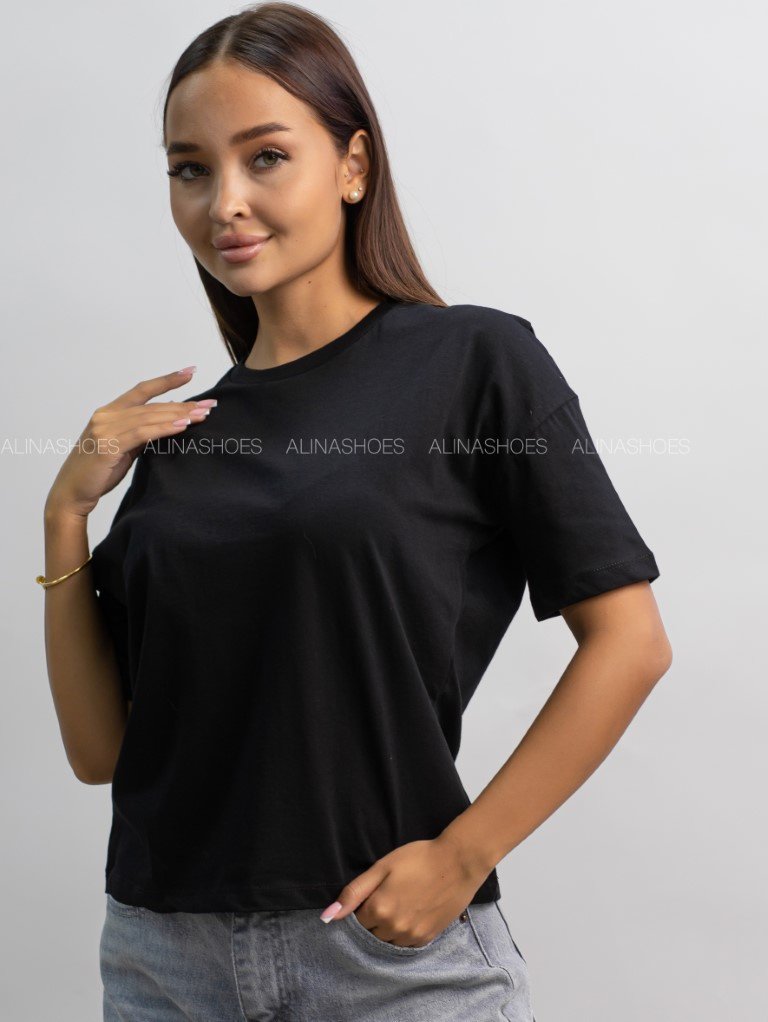 Футболка alinashoes без принта черный купить,NaN