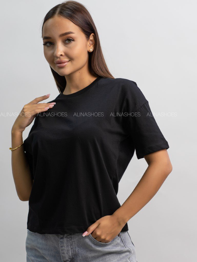 Футболка alinashoes без принта черный купить,NaN
