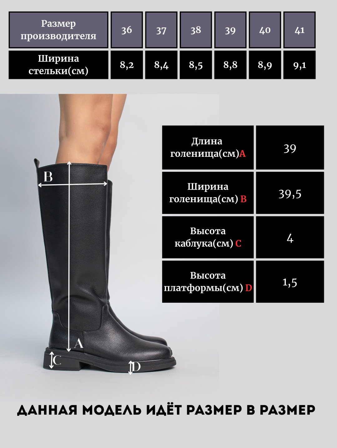 Сапоги alinashoes black 39 купить,NaN