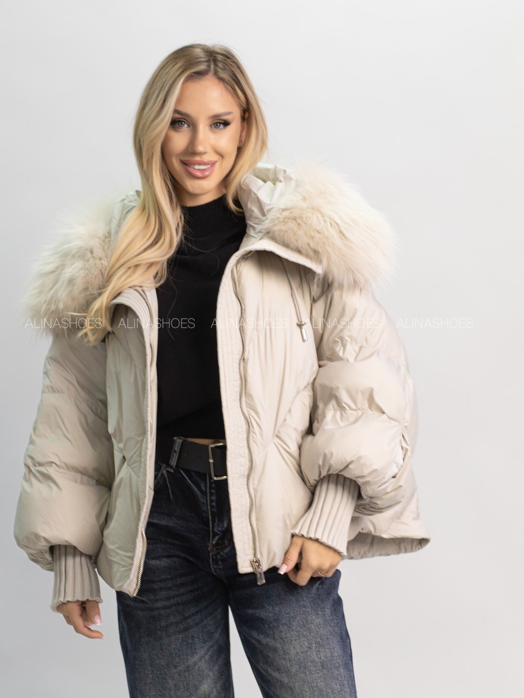Пуховик alinashoes серый купить,NaN
