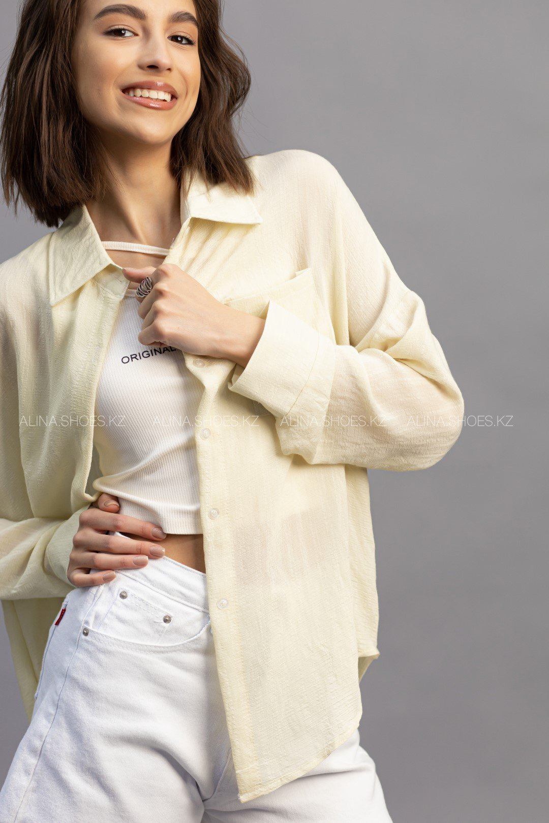 Рубашка и топ alinashoes бежевый купить,NaN