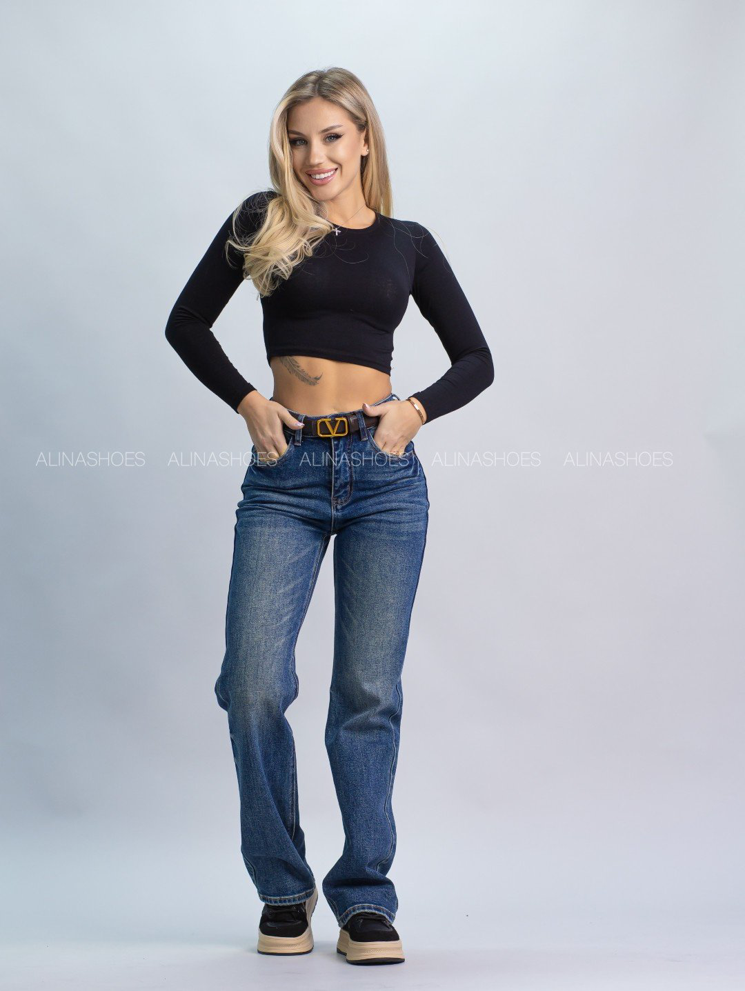 Джинсы прямые alinashoes синий купить,NaN