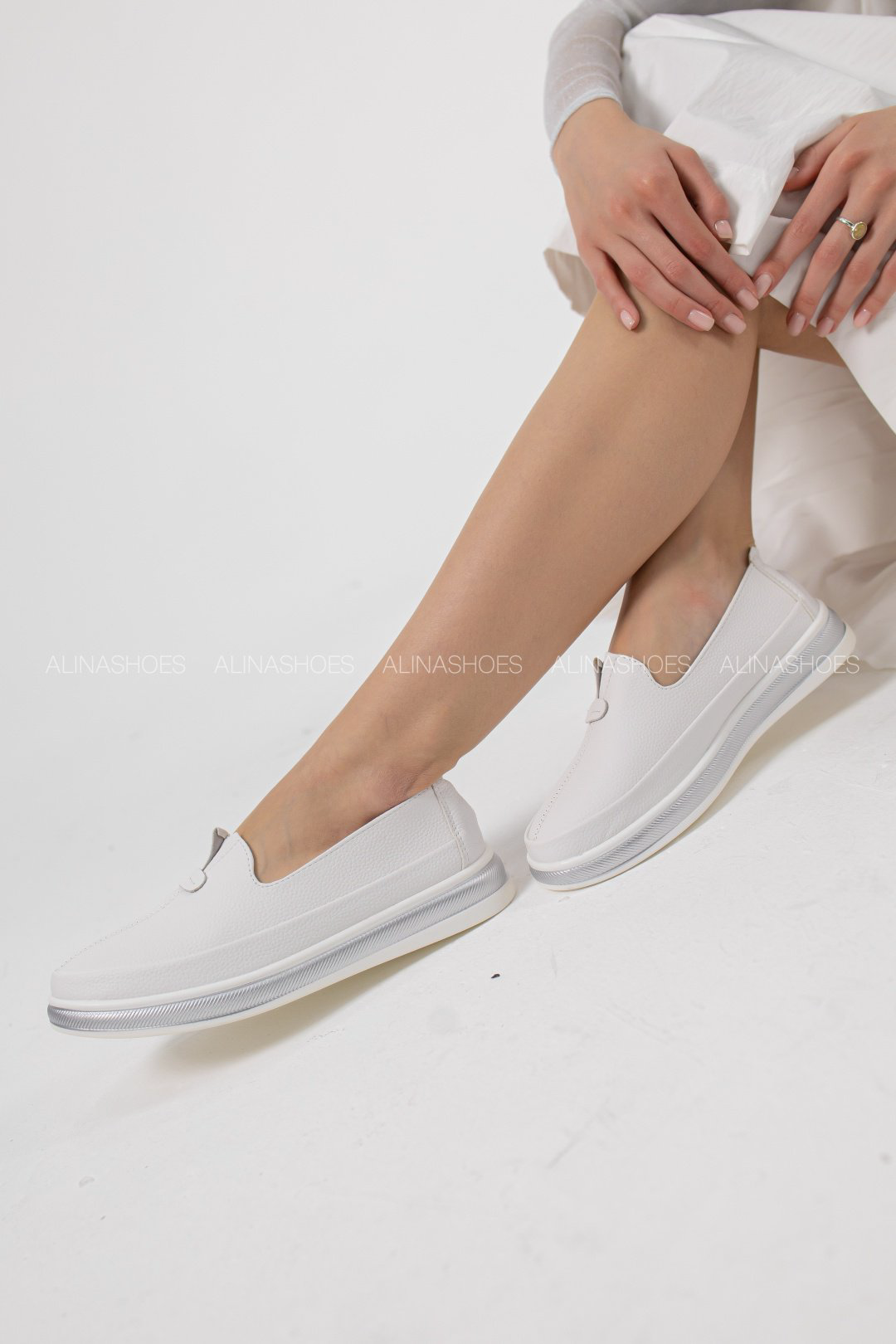 Мокасины alinashoes белый купить,NaN