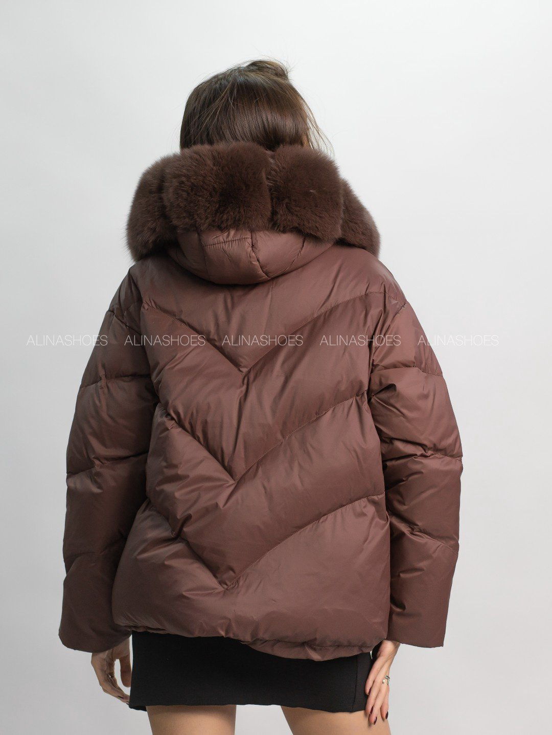 Пуховик alinashoes коричневый купить,NaN
