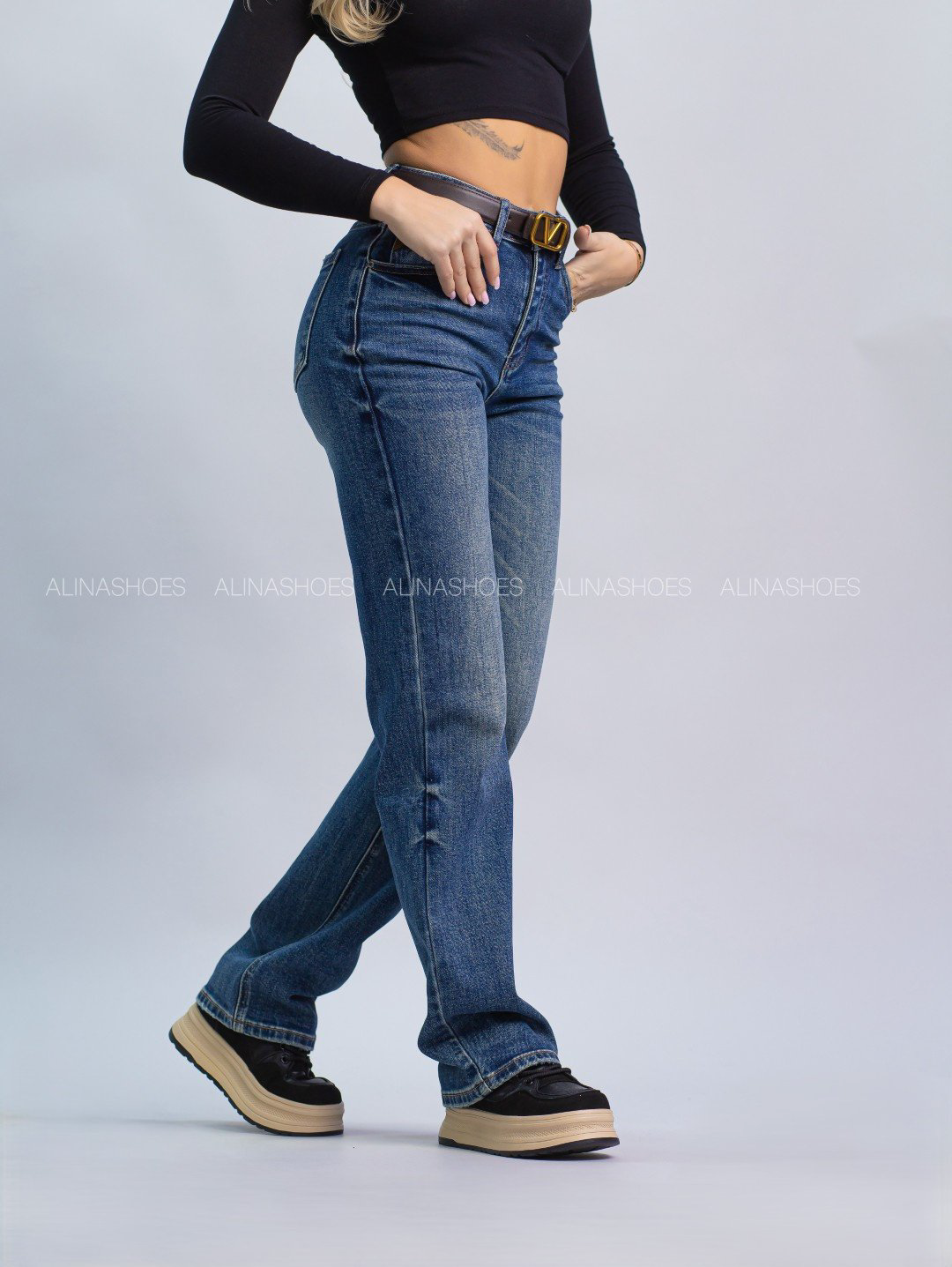 Джинсы прямые alinashoes синий купить,NaN