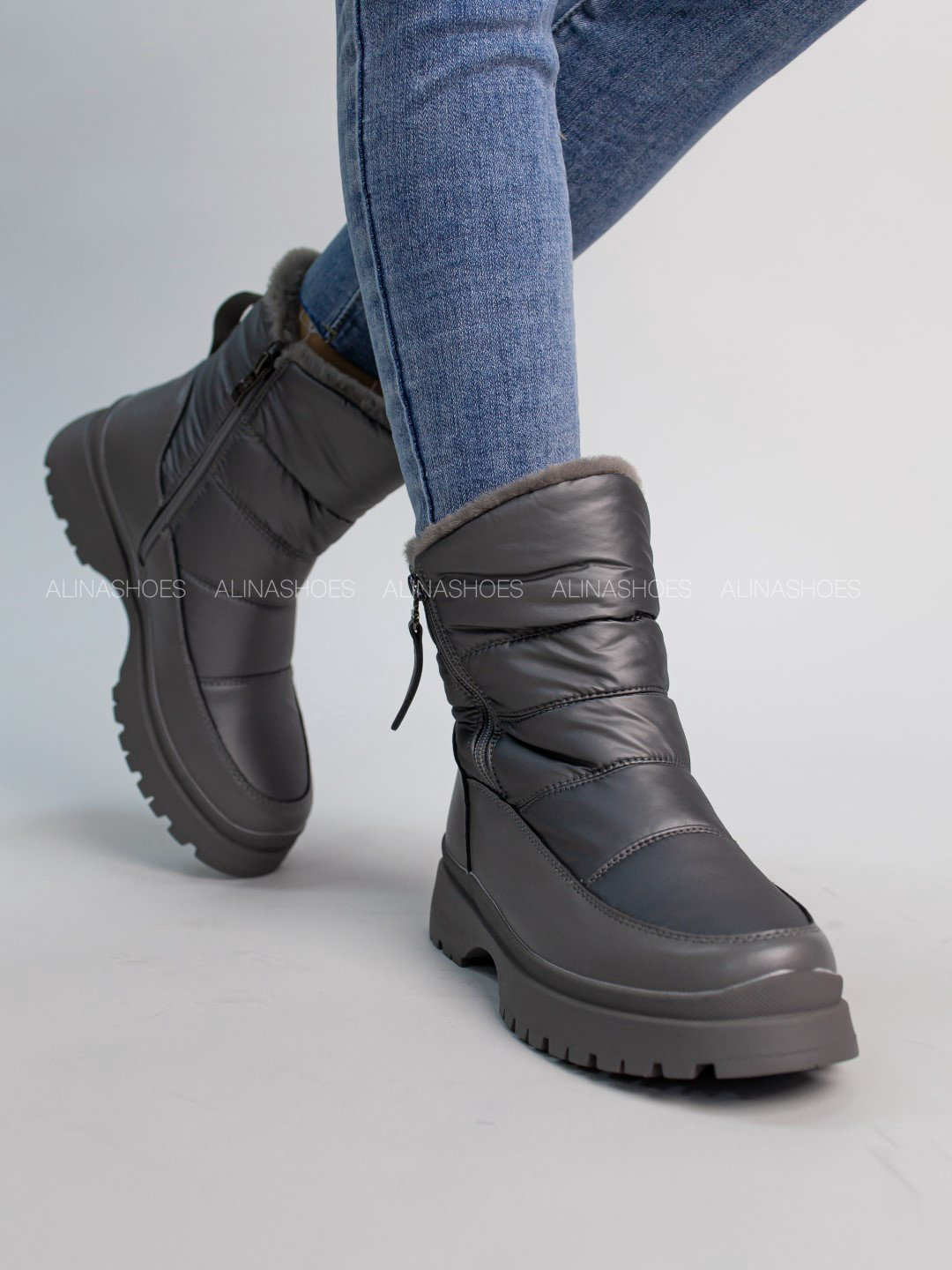 Дутики alinashoes серый купить,NaN