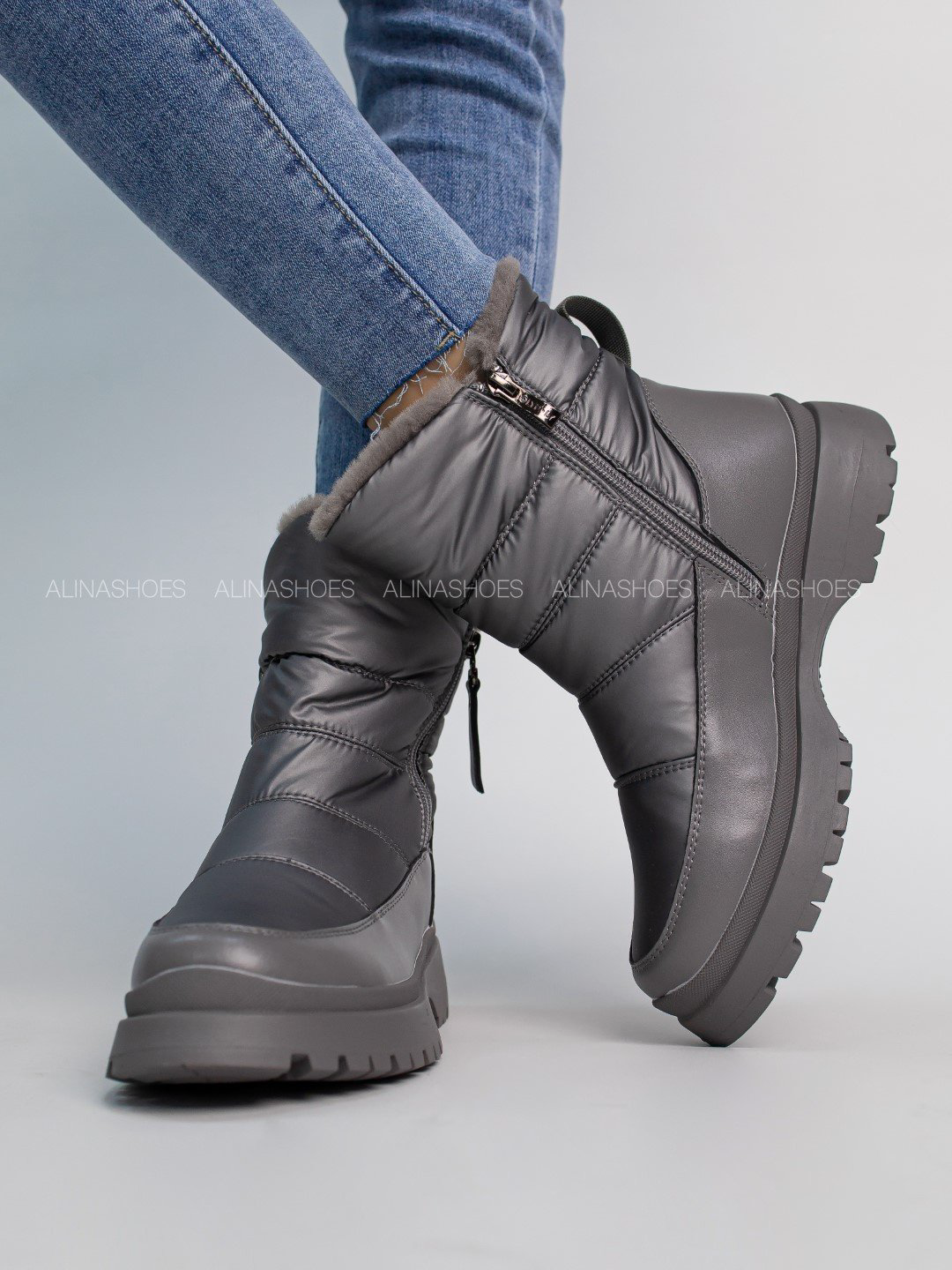 Дутики alinashoes серый купить,NaN