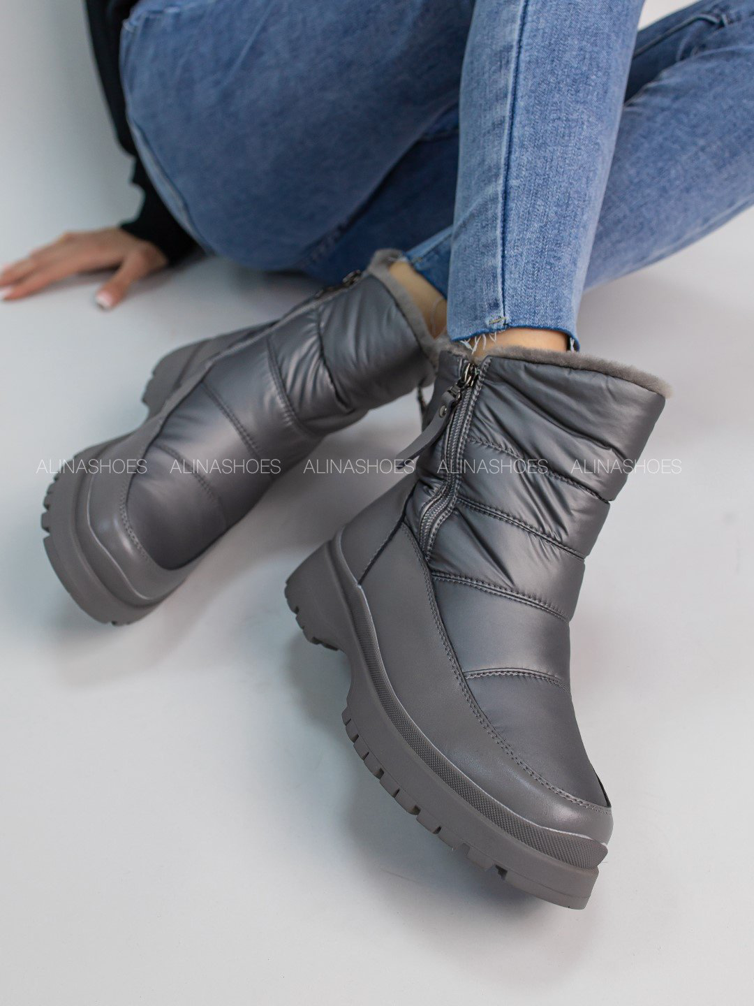 Дутики alinashoes серый купить,NaN