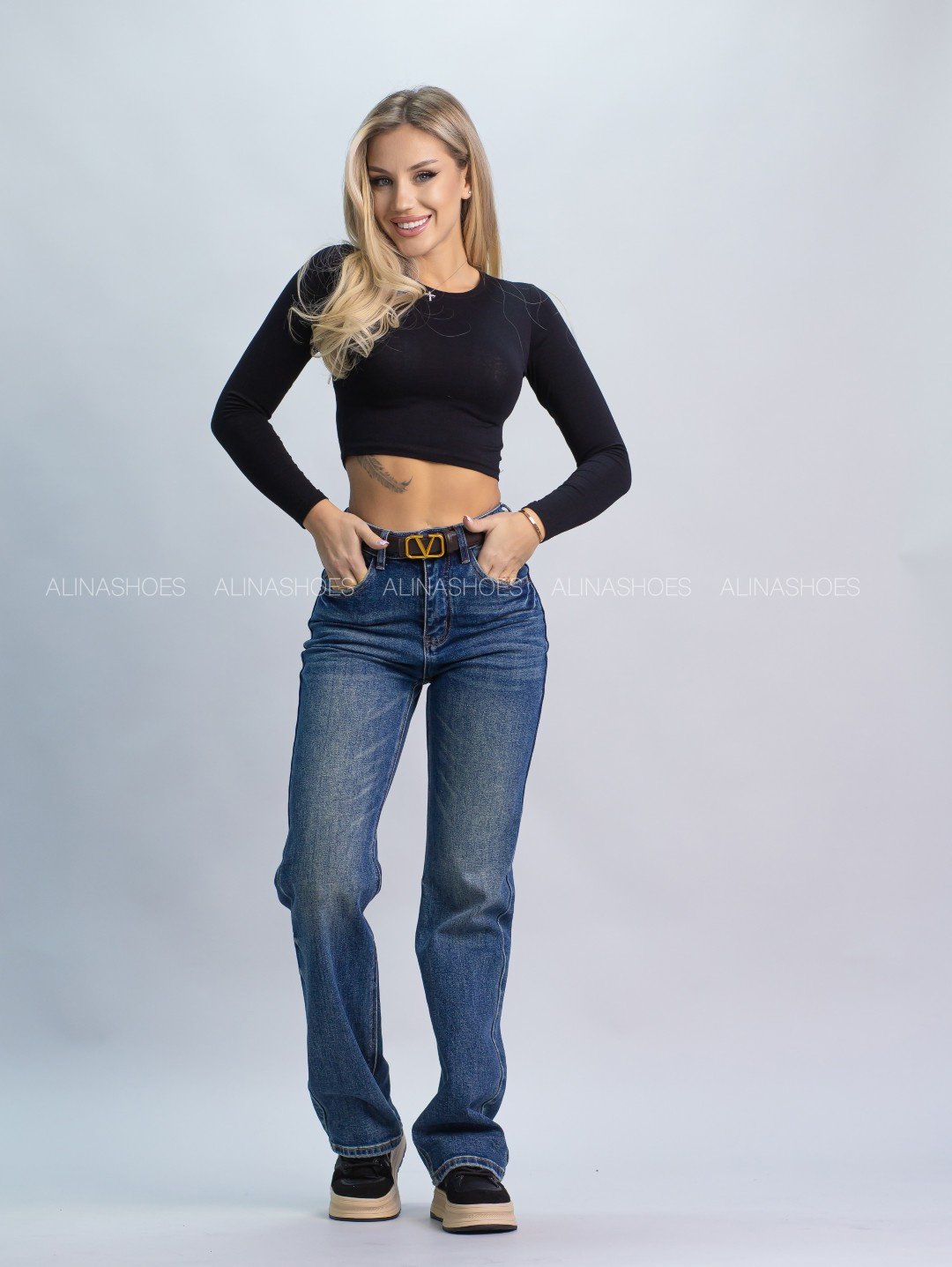 Джинсы прямые alinashoes синий купить,NaN