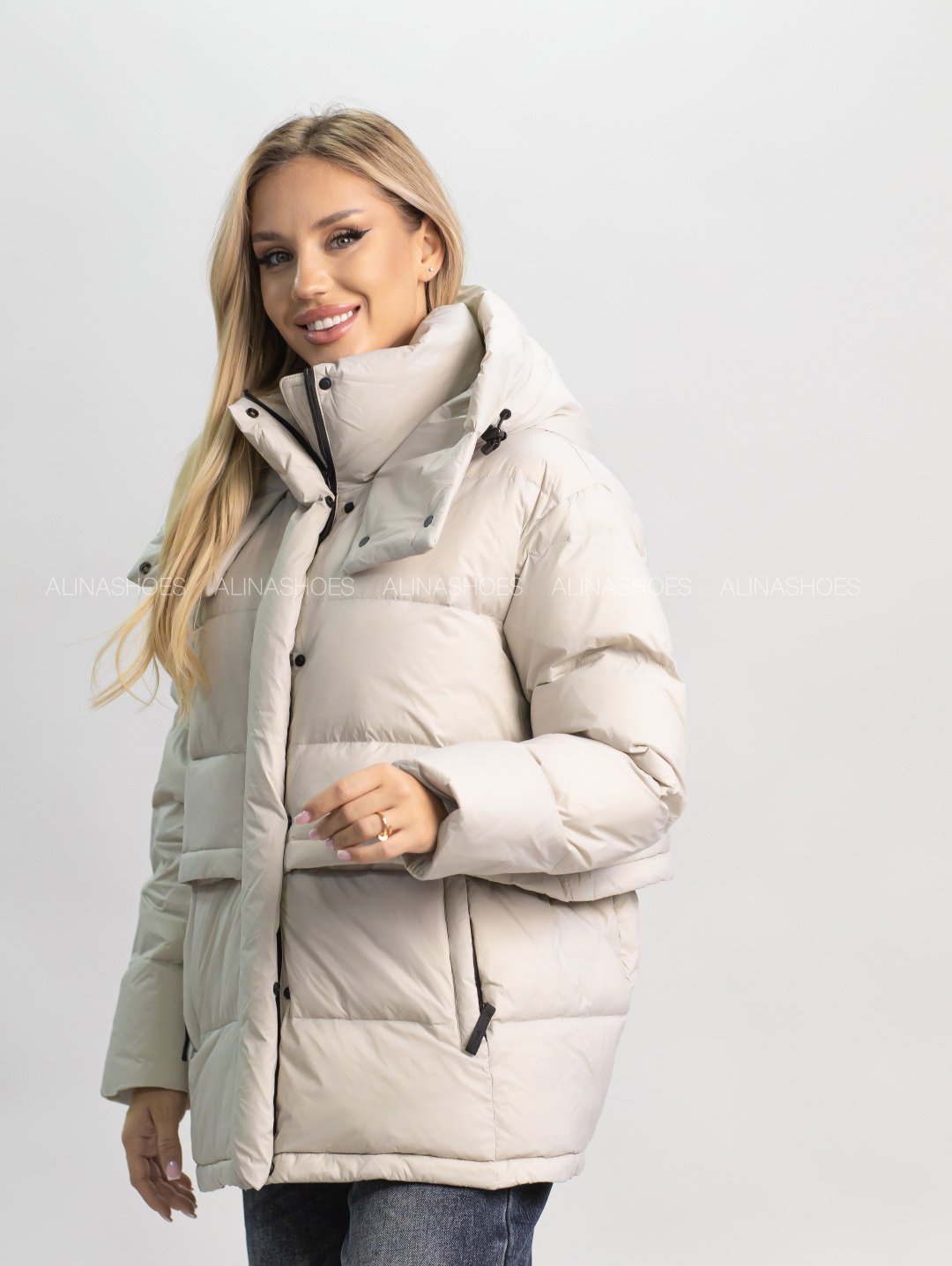 Пуховик alinashoes серый купить,NaN
