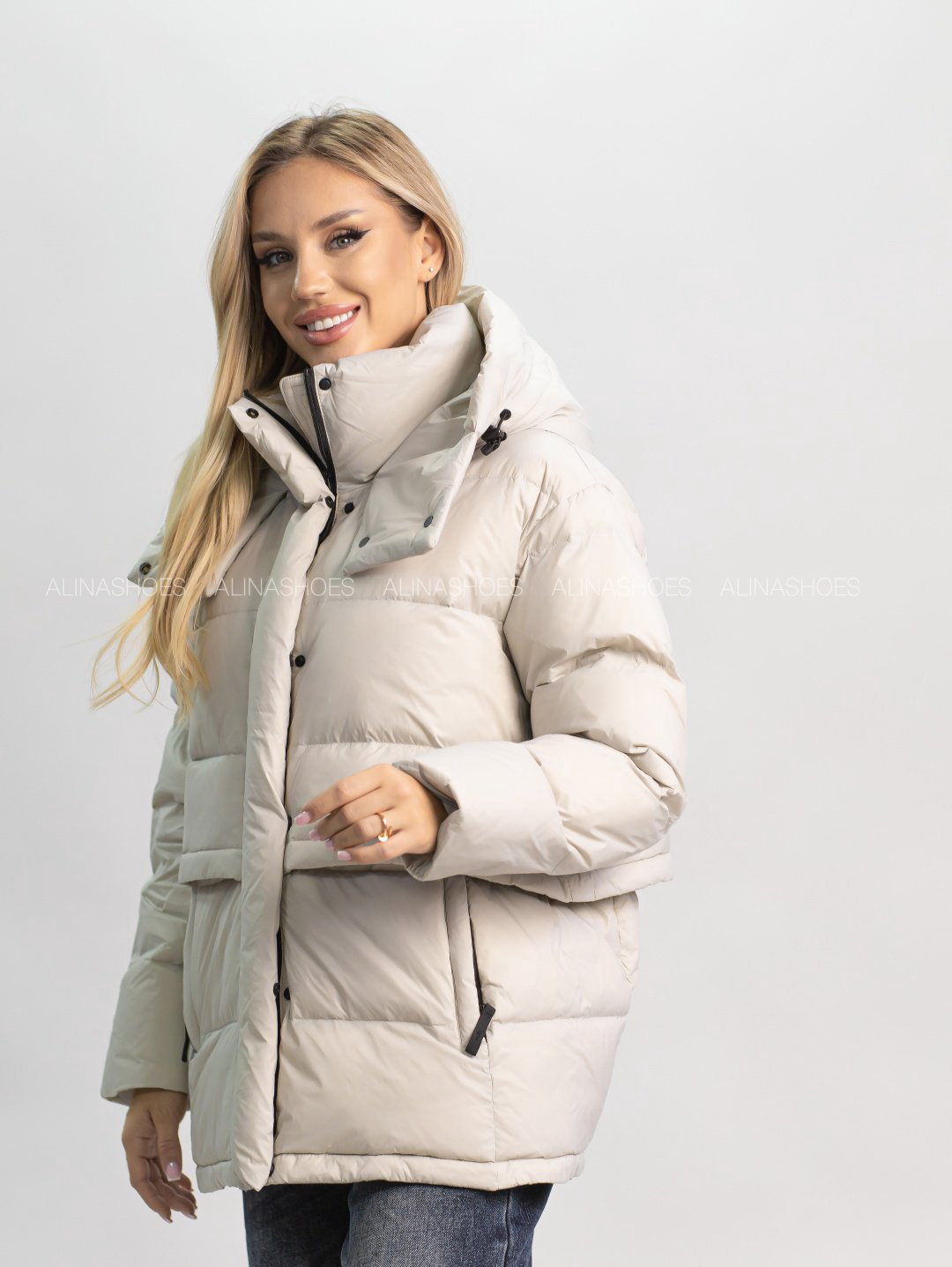 Пуховик alinashoes серый купить,NaN