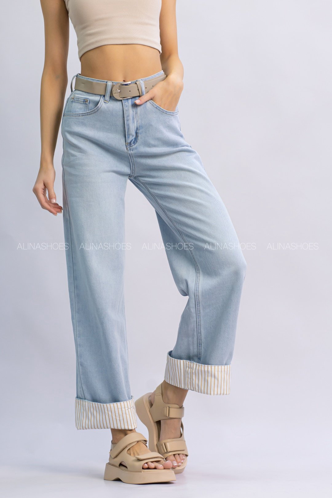 Джинсы прямые alinashoes голубой купить,NaN