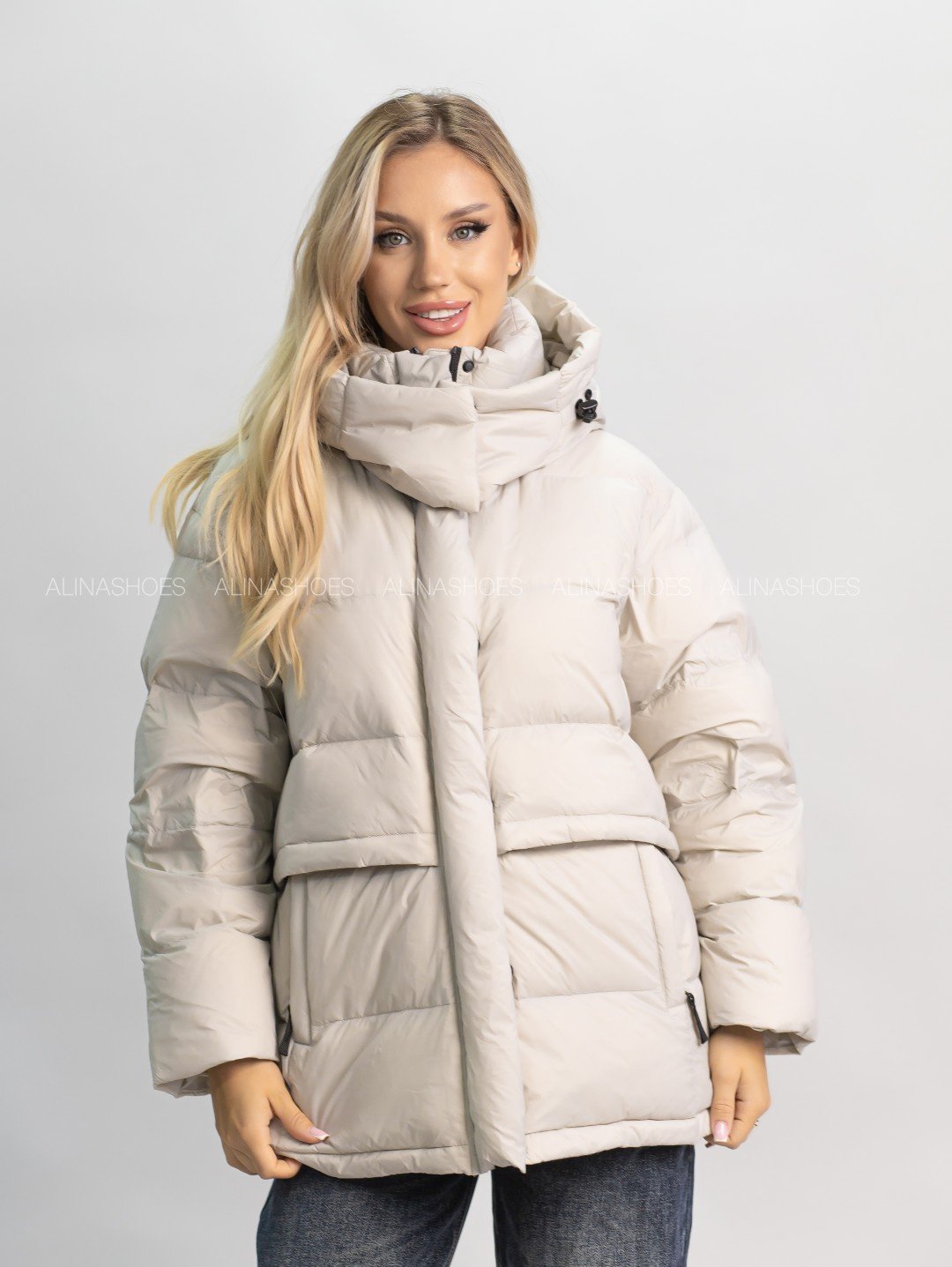 Пуховик alinashoes серый купить,NaN