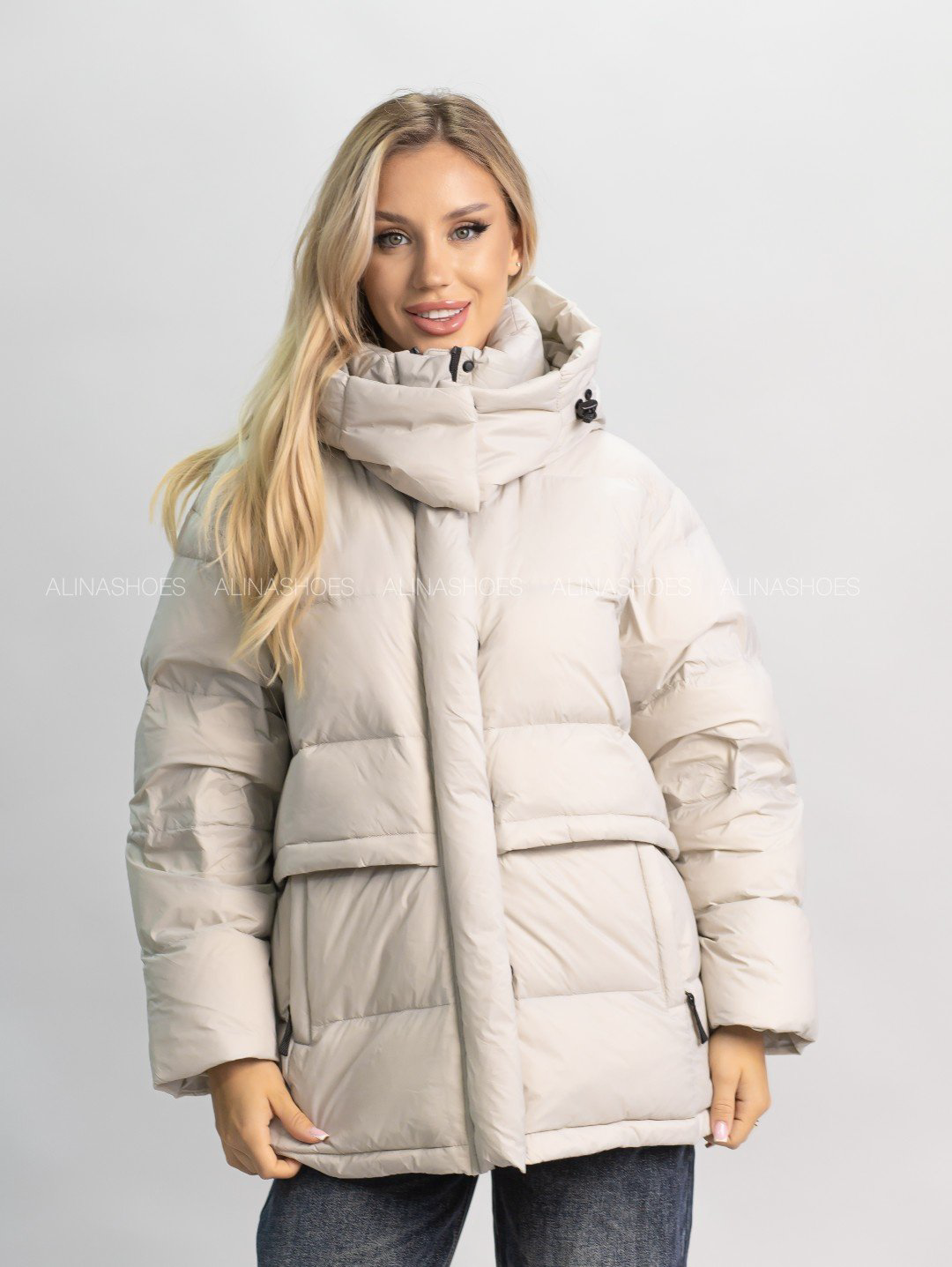 Пуховик alinashoes серый купить,NaN