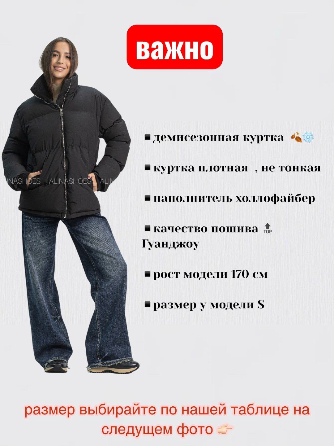 Демисезонная куртка alinashoes черный купить,NaN